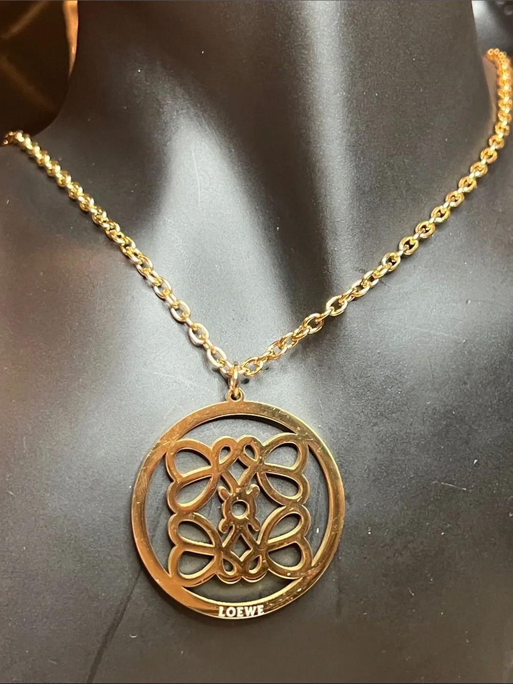 Stainless Steel Gold Anagram Medallion Necklace